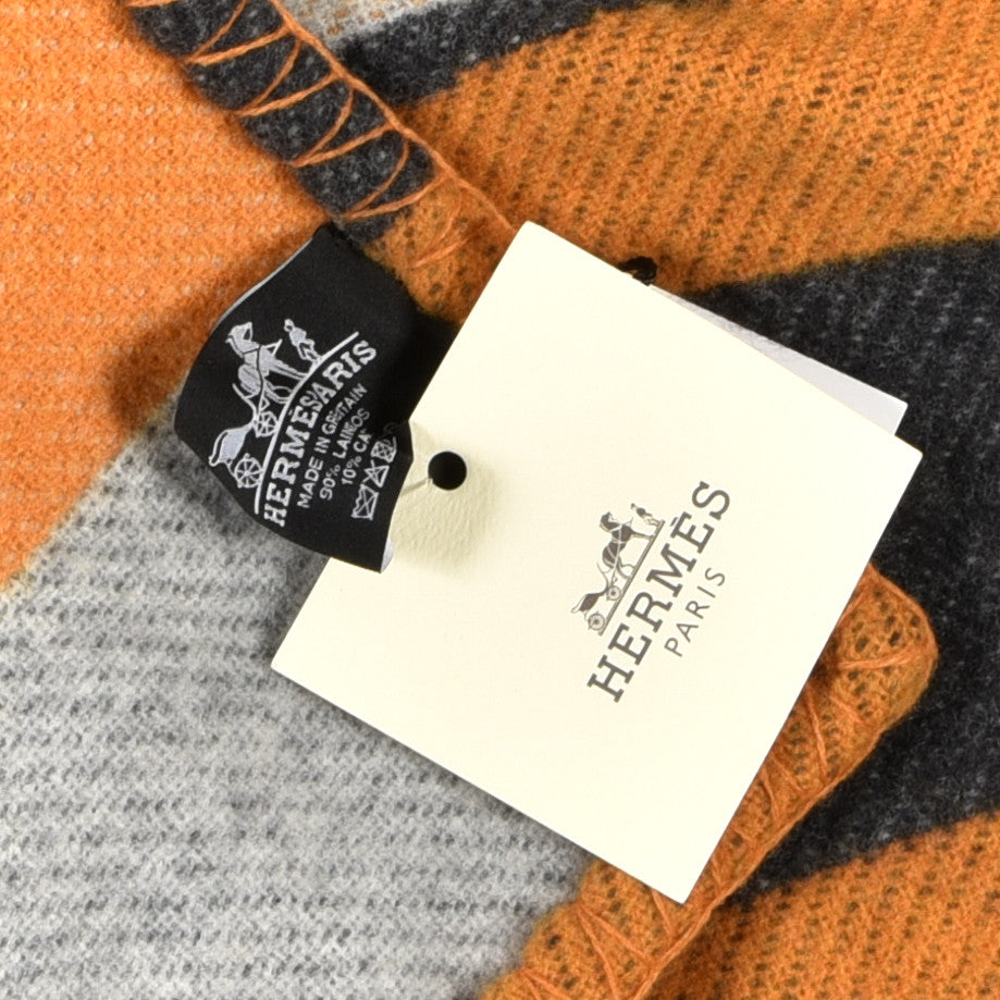 Hermes Wool Cashmere Brandebourgs Blanket Ambre Anthracite 4 of 4