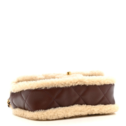 Chanel Shearling Lambskin Quilted Mini Furry Coco Flap Beige Dark Brown 4 of 12