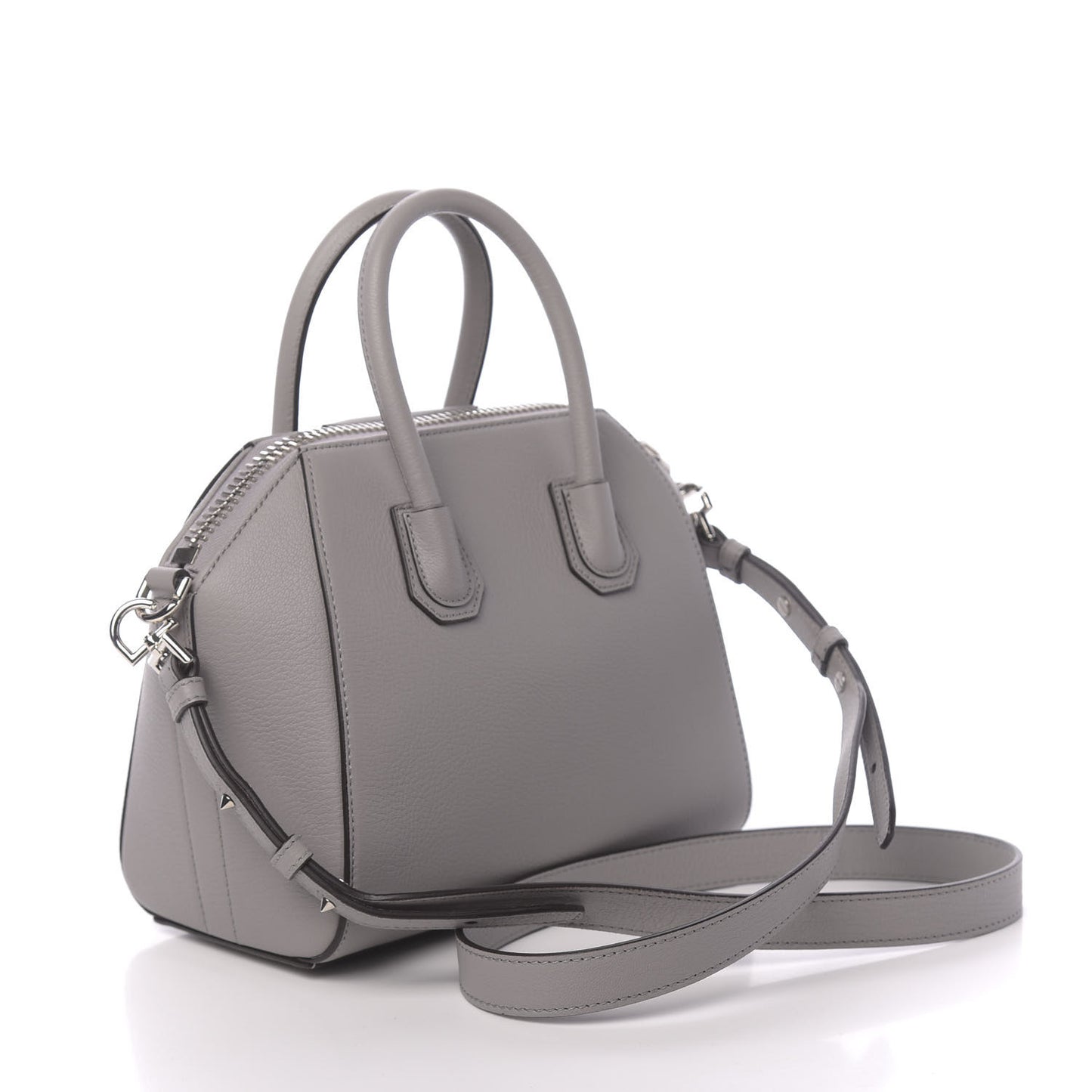 Sugar Goatskin Mini Antigona Pearl Grey
