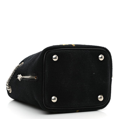 Saint Laurent Woven Wool Embroidered Baby Emmanuelle Bucket Bag Black 4 of 10
