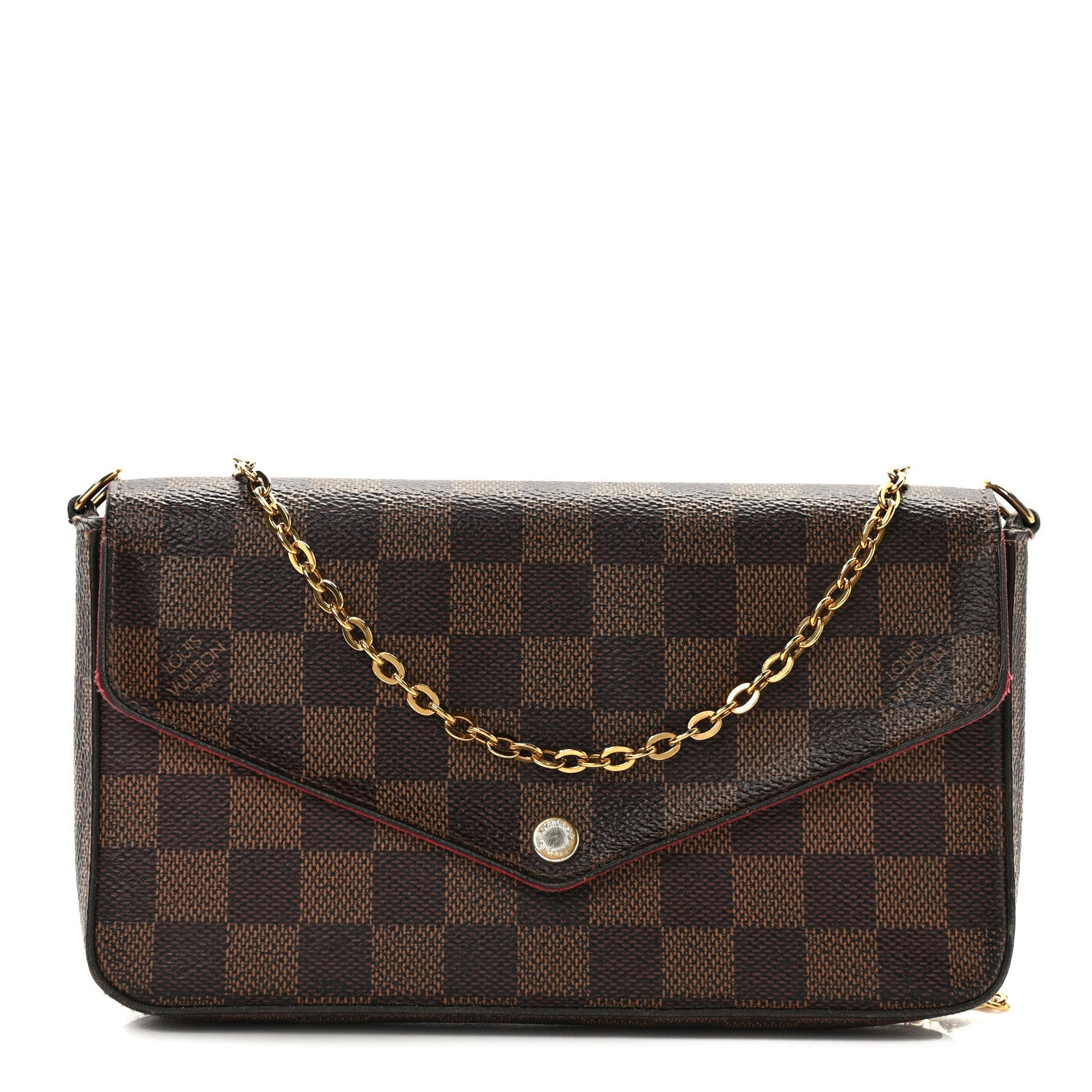 Louis Vuitton Damier Ebene Pochette Felicie Chain Wallet 1 of 18