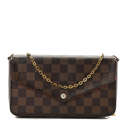 Louis Vuitton Damier Ebene Pochette Felicie Chain Wallet 1 of 18