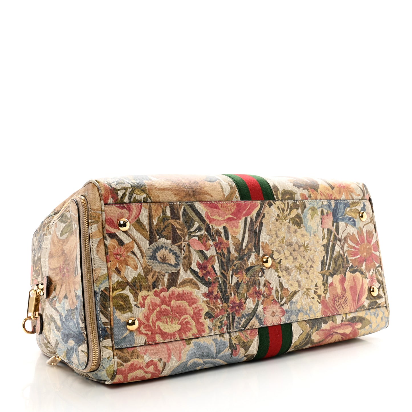 GG Supreme Monogram Ophidia Flora Print Large Duffle Bag Beige Blue Multicolor