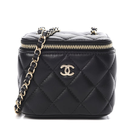 Chanel Lambskin Quilted Mini Vanity Case With Chain Black 1 of 11