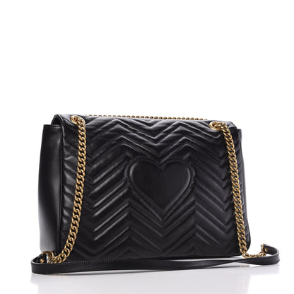 Gucci Calfskin Matelasse Large GG Marmont Shoulder Bag Black 4 of 11