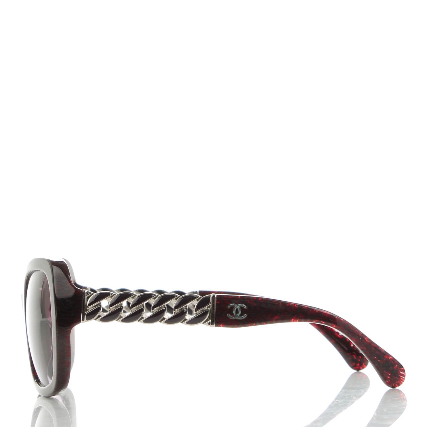Chanel Acetate Metal Chain Square Sunglasses 5305 Red 2 of 6