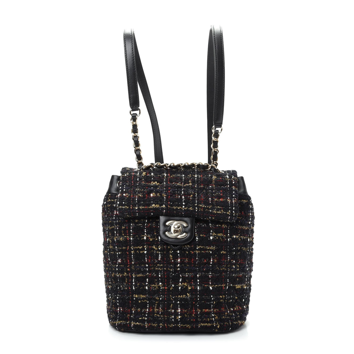 Chanel Tweed Mini Urban Spirit Backpack Black Gold 1 of 8