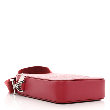 Christian Dior Calfskin Oblique Galaxy Perforated World Tour Messenger Pouch Red White 4 of 10