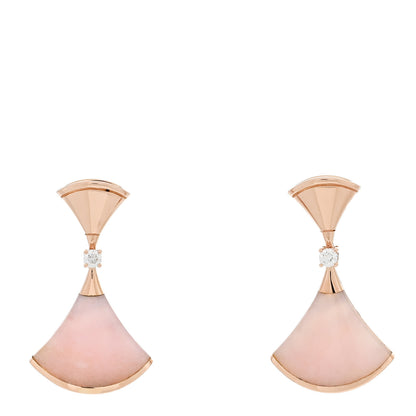 Bulgari 18K Rose Gold Diamond Pink Opal Divas' Dream Earrings 1 of 5
