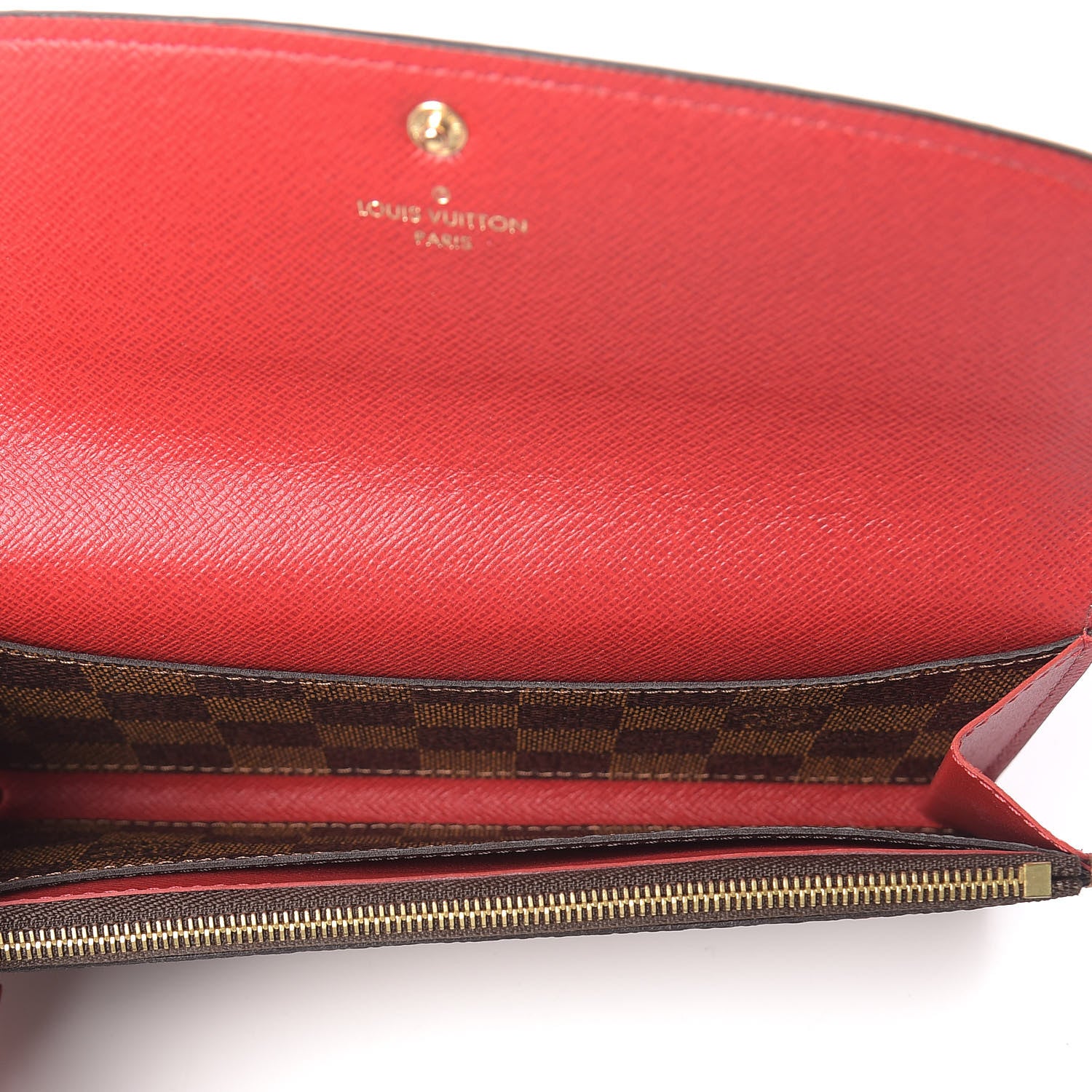 Louis Vuitton Damier Ebene Emilie Wallet Red 5 of 6