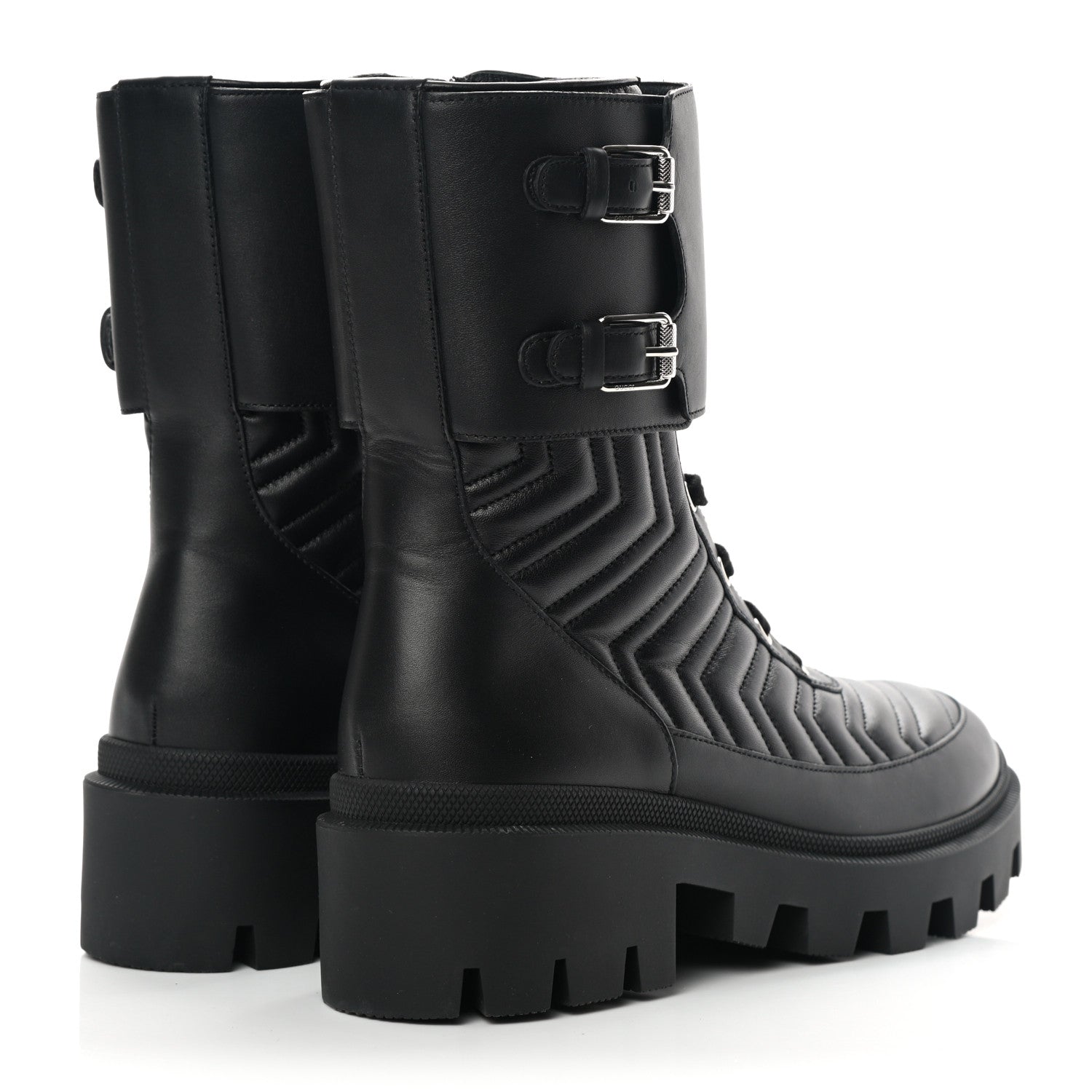 Gucci Nappa Frances GG Matelasse Platform Combat Boots 40.5 Black 4 of 8