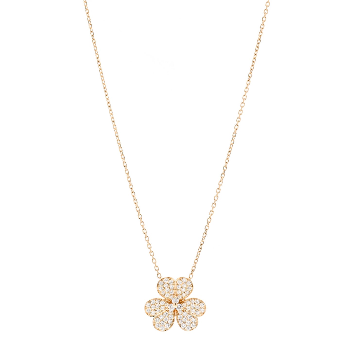 18K Yellow Gold Diamond Large Frivole Pendant Pave Necklace