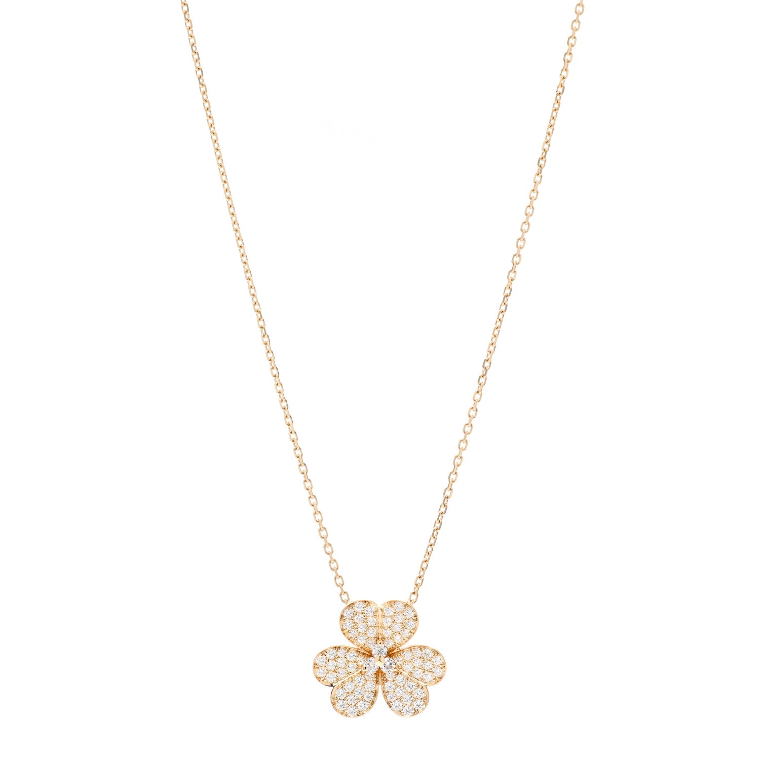 Van Cleef & Arpels 18K Yellow Gold Diamond Large Frivole Pendant Pave Necklace 1 of 4
