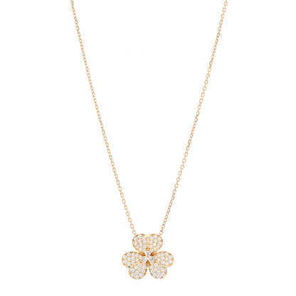 Van Cleef & Arpels 18K Yellow Gold Diamond Large Frivole Pendant Pave Necklace 1 of 4