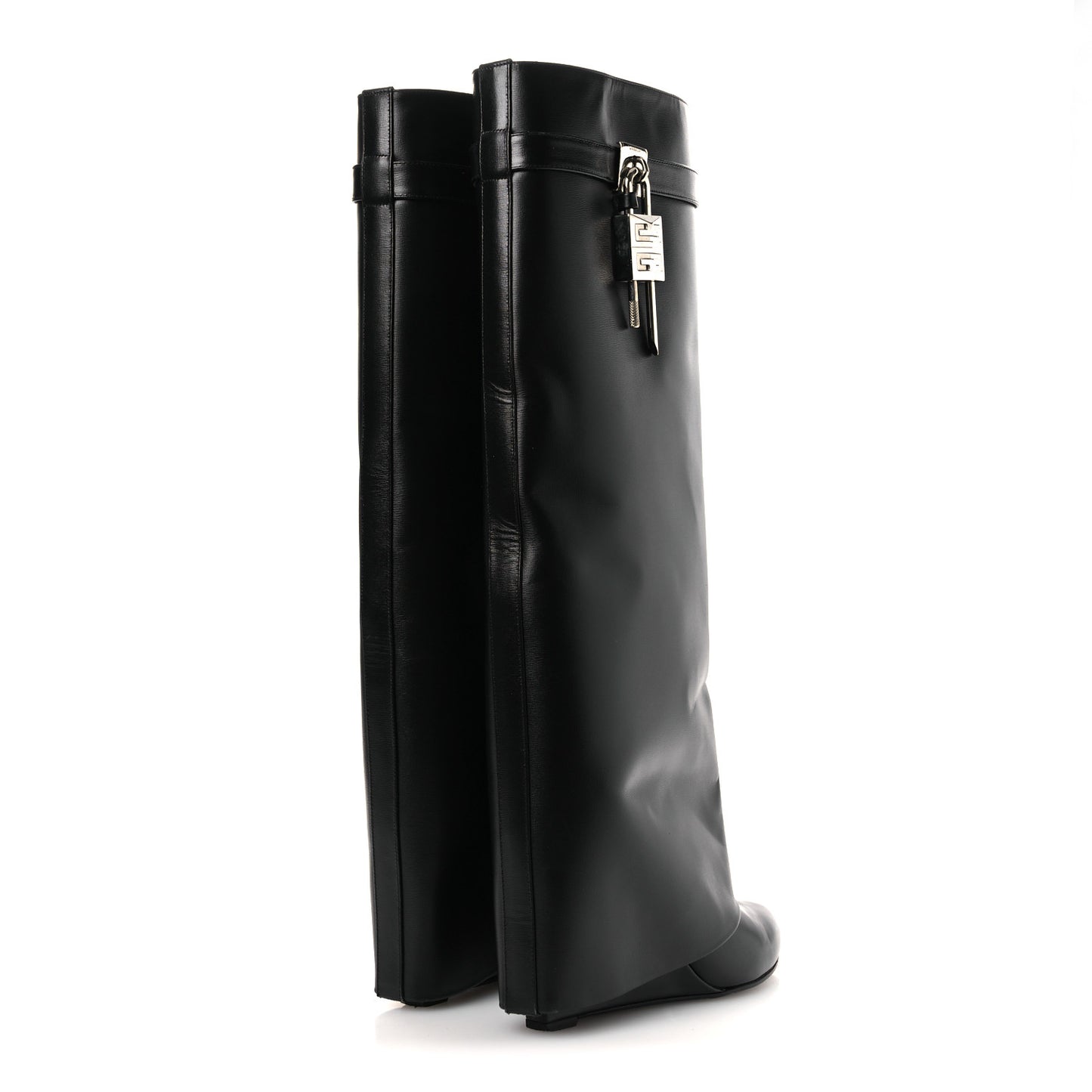 Calfskin Shark Lock Pant Boots 36 Black