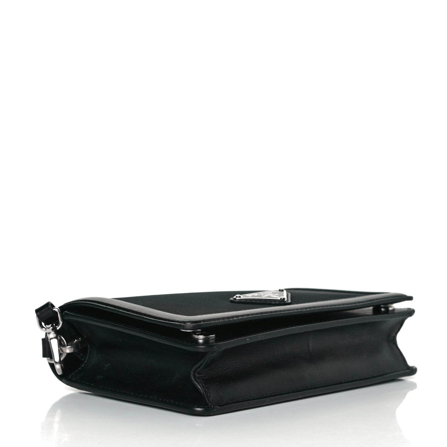 Nylon Calfskin Mini Crossbody Bag Black