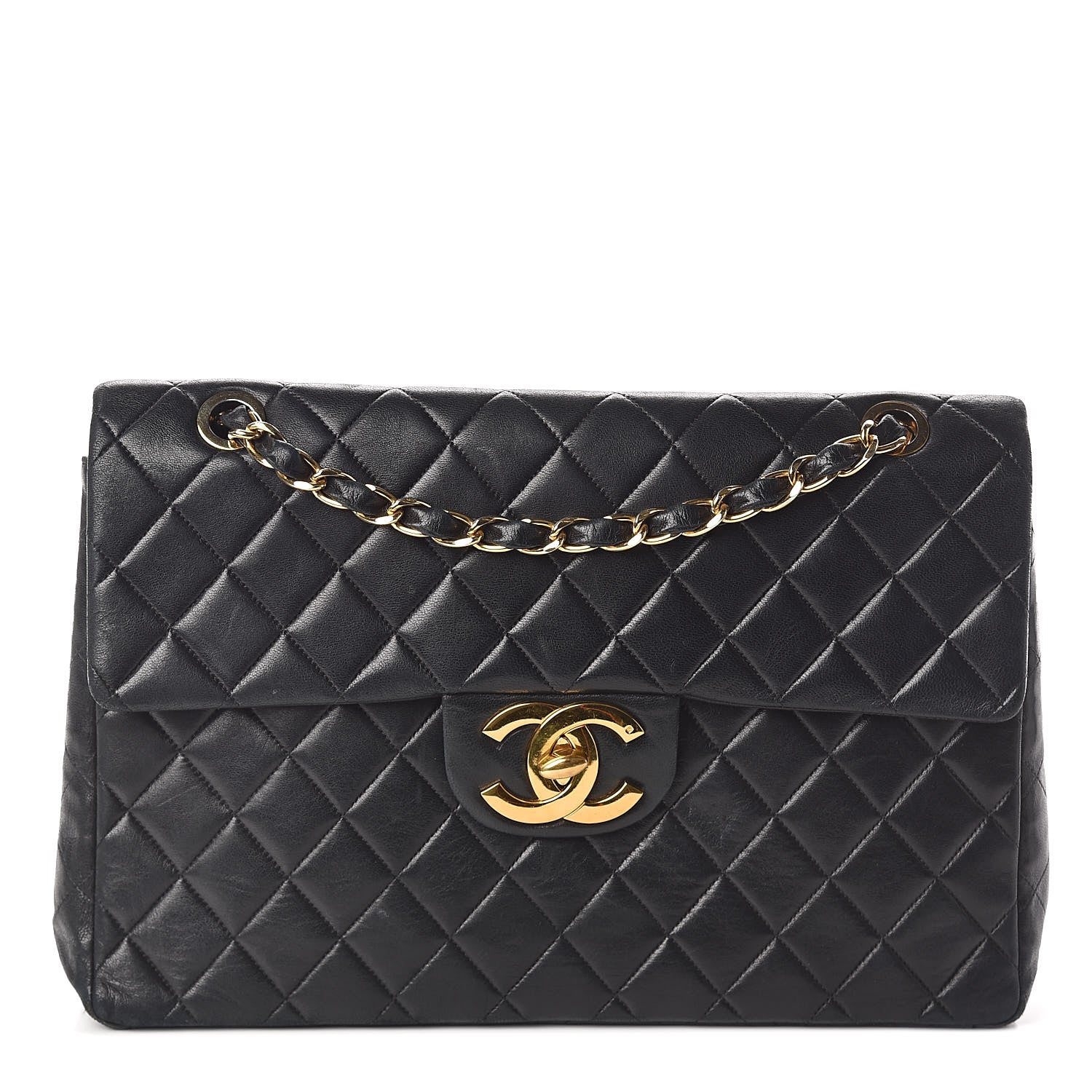 Chanel Lambskin Quilted XL Jumbo Single Flap Black 1 of 12