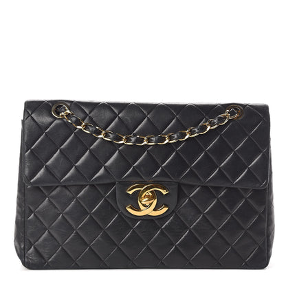 Chanel Lambskin Quilted XL Jumbo Single Flap Black 1 of 12