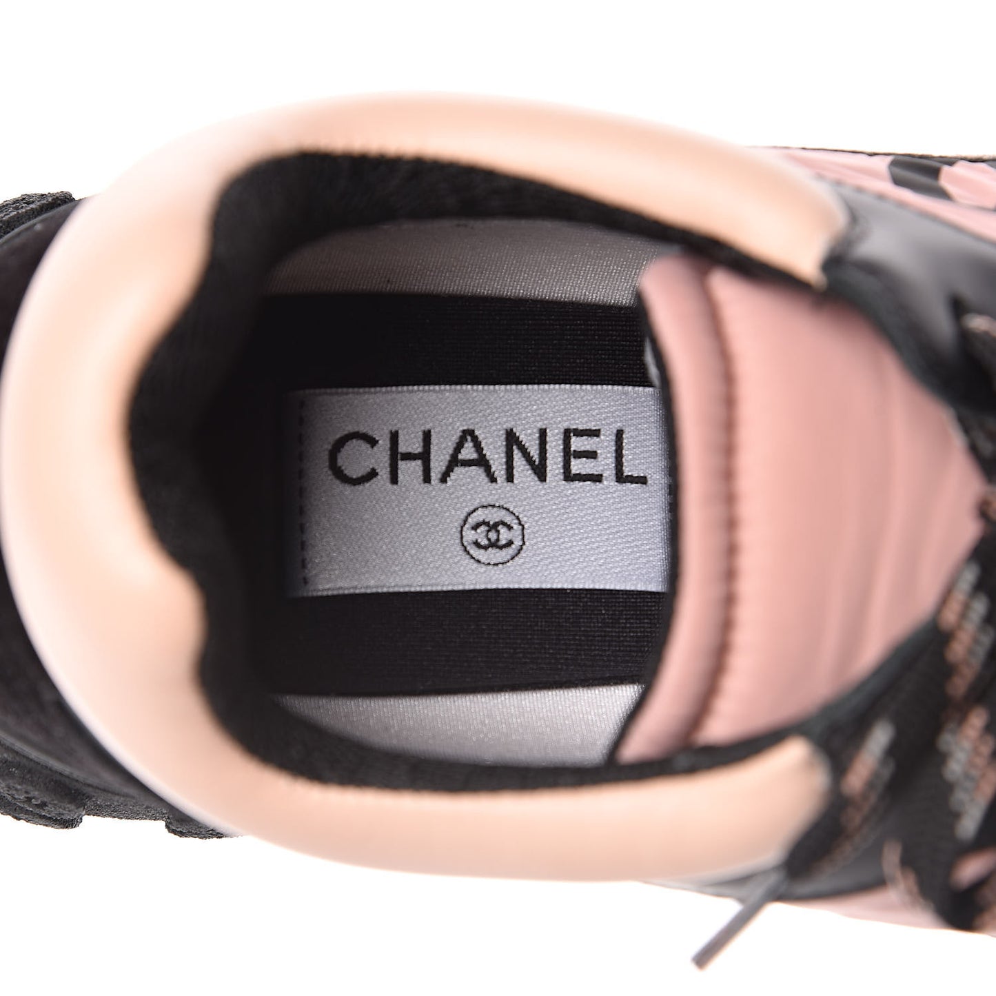Nylon Calfskin Suede CC Womens Sneakers 39.5 Pink Black