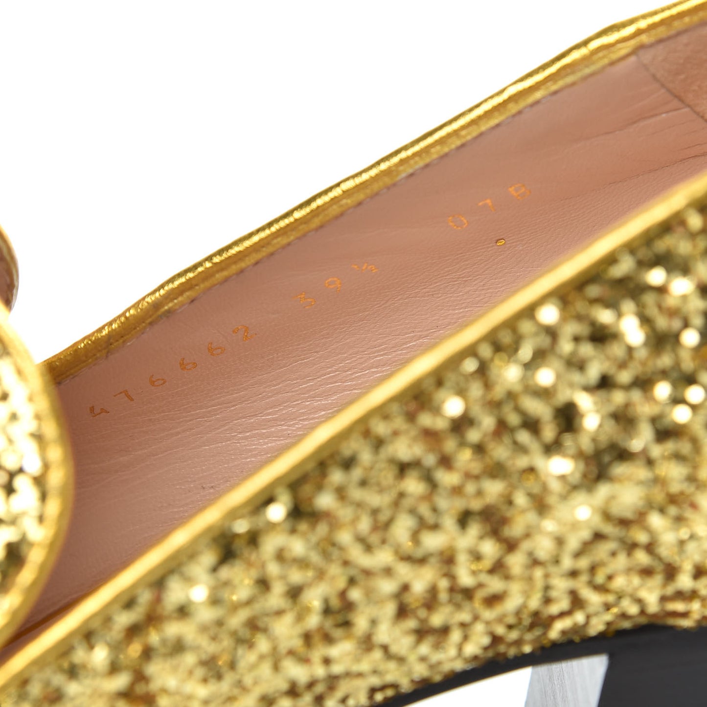 Glitter Nappa Web Peyton 75mm Loafer Pumps 39.5 Oro Vecchio