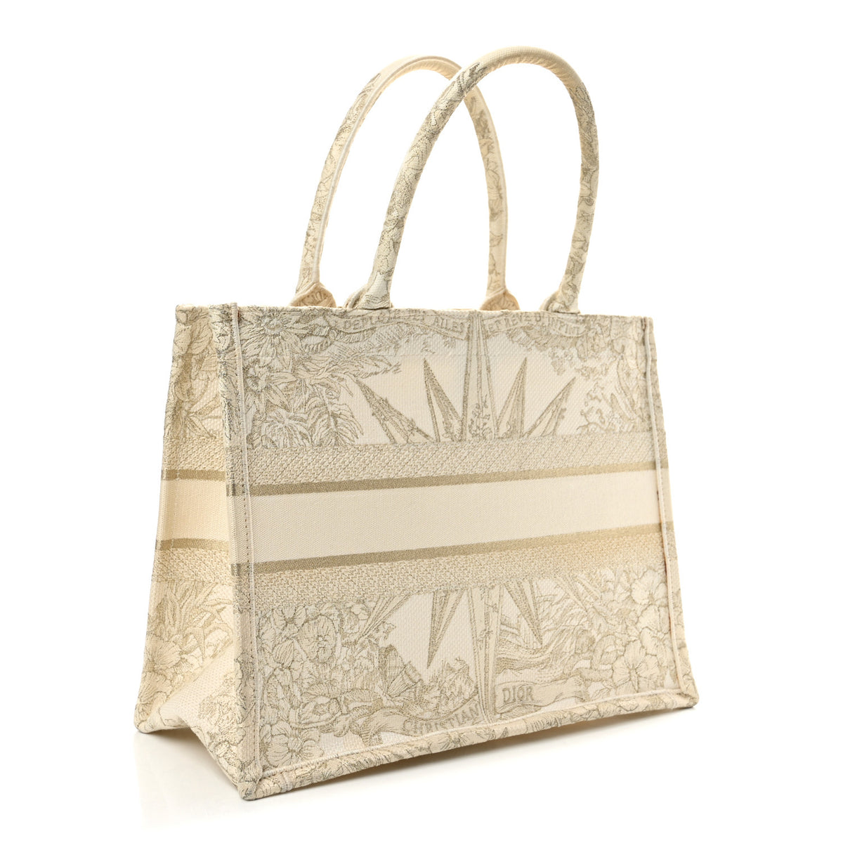 Canvas Embroidered Medium Rêve d'Infini Book Tote Gold
