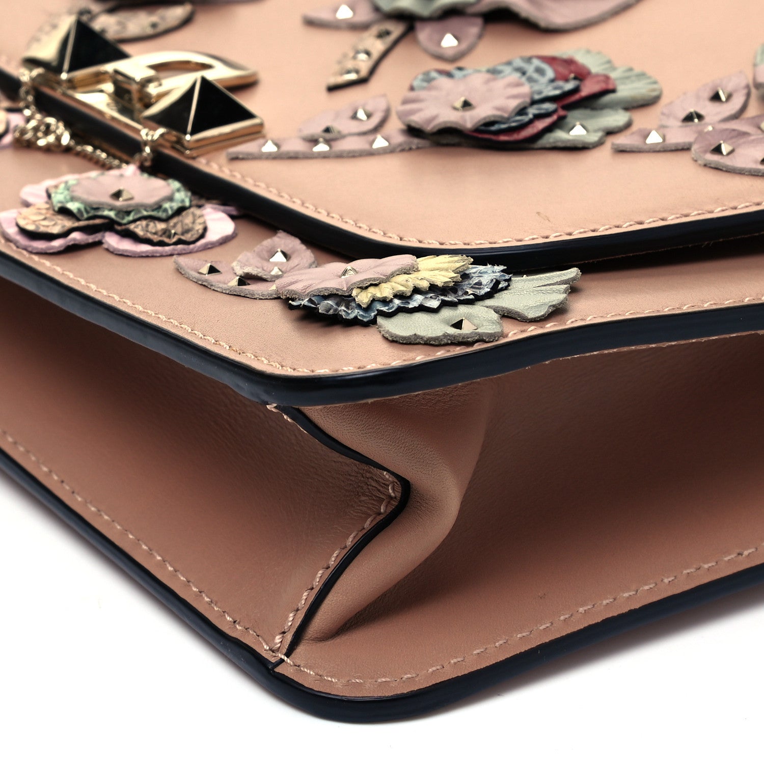 Valentino Garavani Vitello Flower Embellished Demilune Shoulder Bag Skin Sorbet 9 of 9