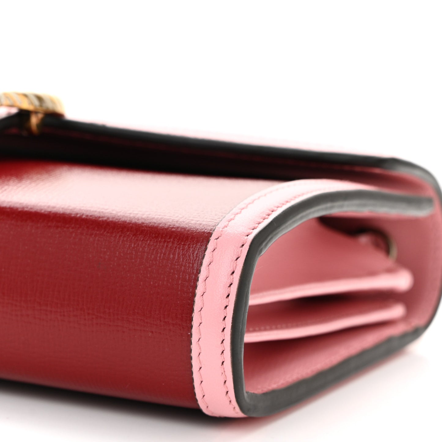Azalea Calfskin Enamel Mini Dionysus Chain Wallet New Cherry Red Wild Rose Off White