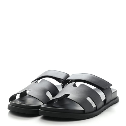 Hermes Calfskin Mens Chypre Sandals 45 Black 3 of 8