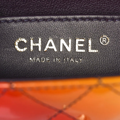 Chanel Shaded Patent Calfskin Quilted Mini Rectangular Flap Red Yellow Dark Purple 6 of 9