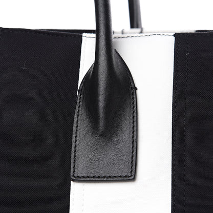 Saint Laurent Canvas Noe Striped Tote Black White 9 of 10