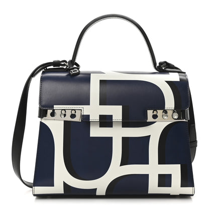 Delvaux Box Calfskin MM Tempete Satchel Navy Ivory Black 1 of 10