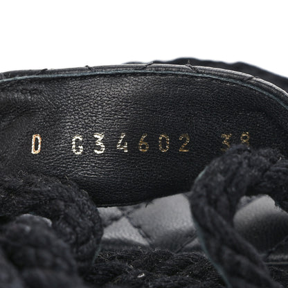 Chanel Cord Lambskin Quilted Logo Sandals 38 Black 8 of 8