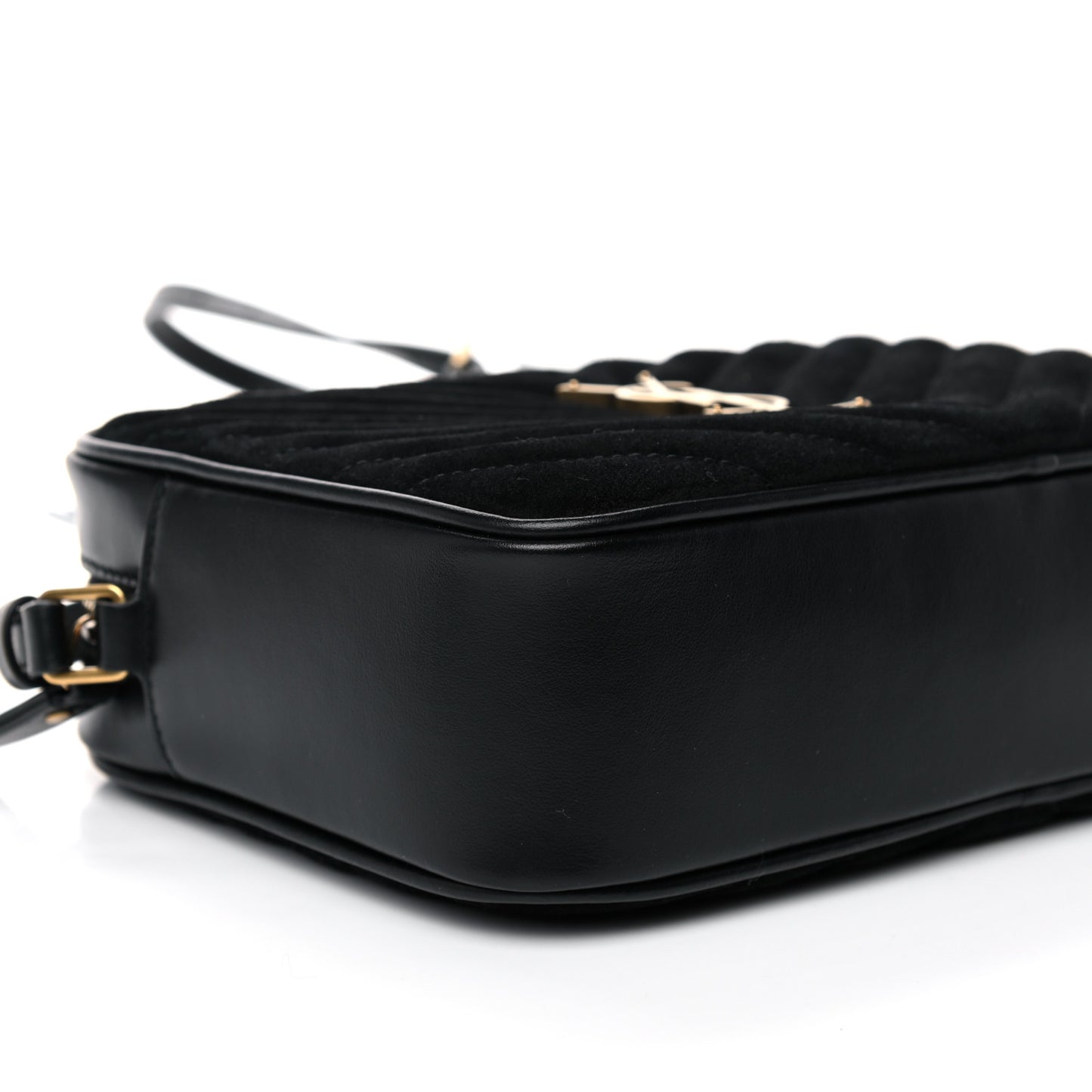 Suede Calfskin Monogram Lou Camera Bag Black