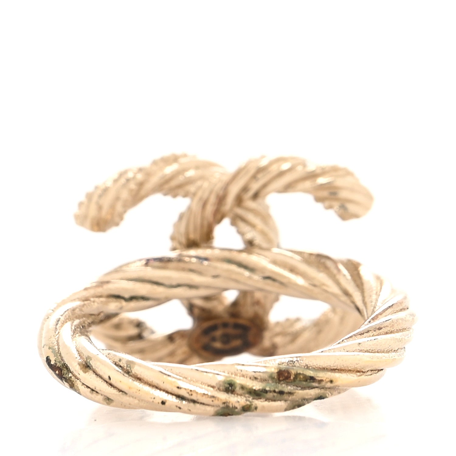 Chanel Crystal Twisted CC Ring 7 Gold 3 of 4