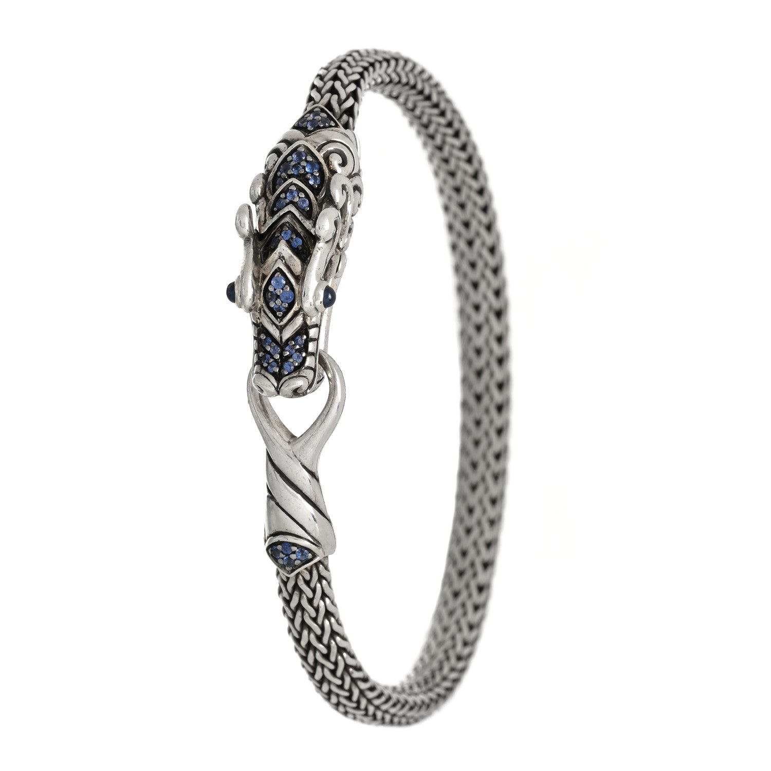 John Hardy Sterling Silver Blue Sapphire Legends Naga Station Bracelet 1 of 4