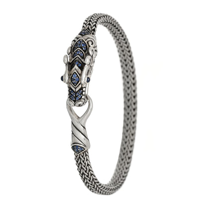 John Hardy Sterling Silver Blue Sapphire Legends Naga Station Bracelet 1 of 4
