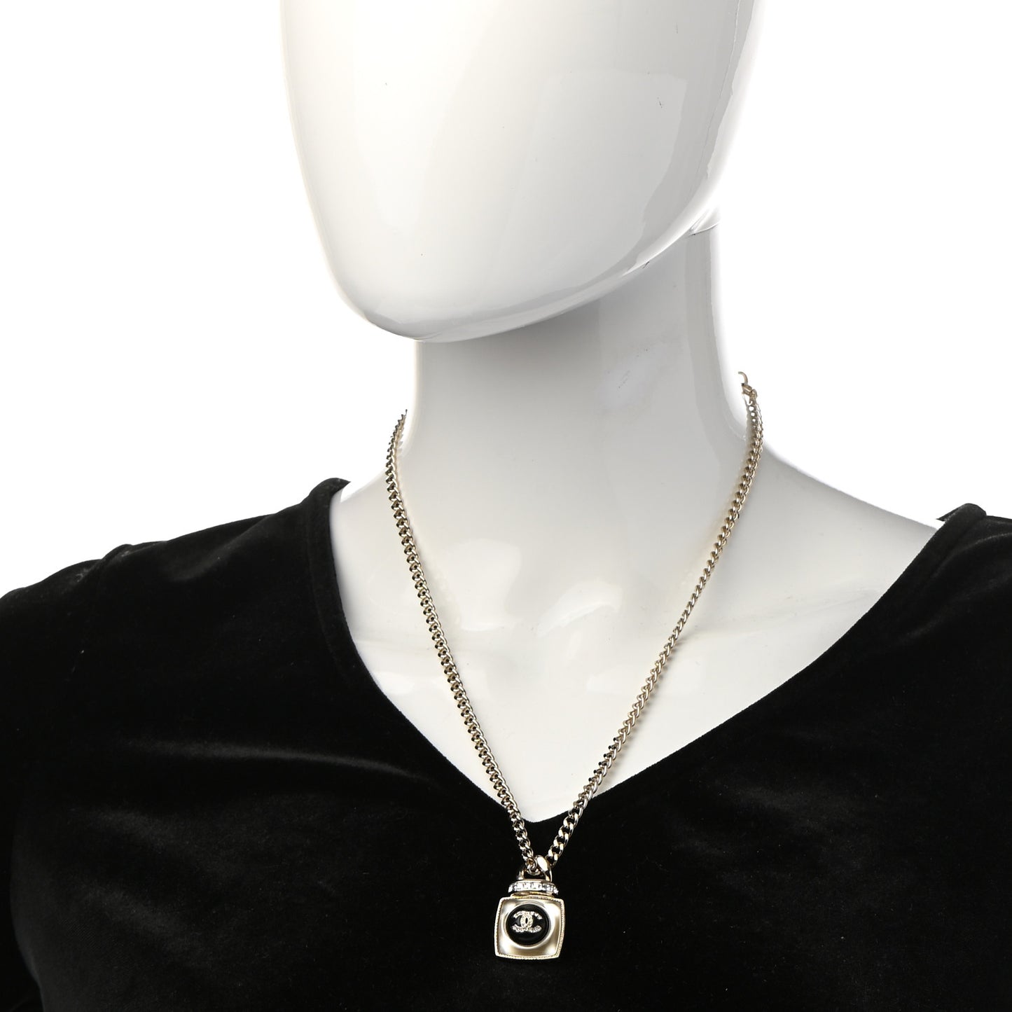 Crystal Resin CC Perfume Bottle Necklace Gold