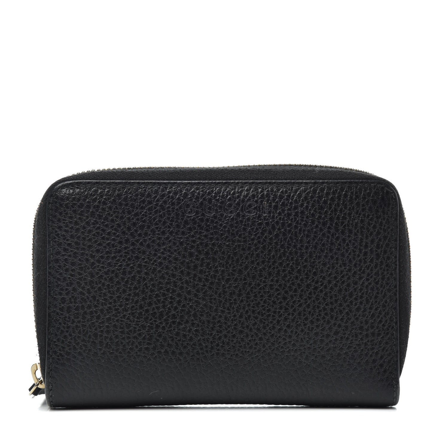 Pebbled Calfskin Zip Around Wallet Black