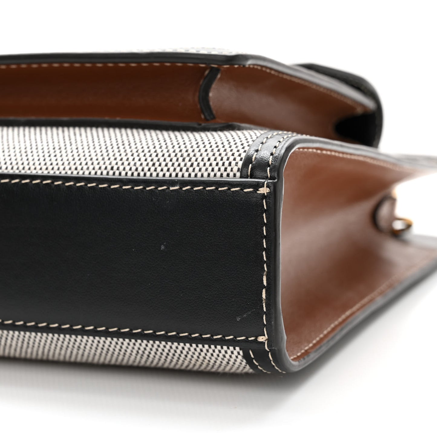 Smooth Calfskin Canvas Two Tone Mini Pocket Bag Black Tan
