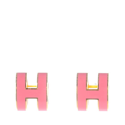 Hermes Gold Lacquered Pop H Earrings Rose Valentine 1 of 6