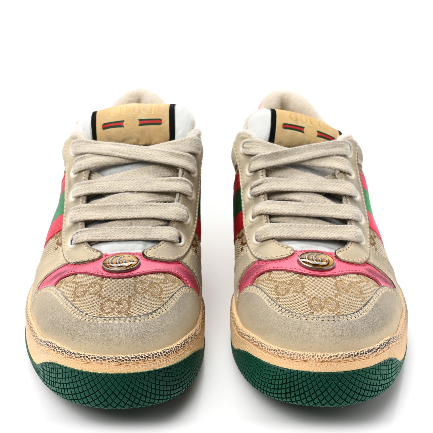 Gucci GG Monogram Nubuck Web Womens Screener Sneakers 37 New Sand Dusty Milk Pink 2 of 10