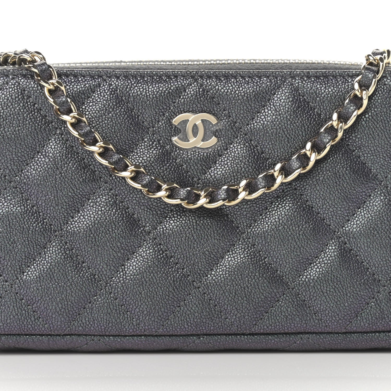 Chanel Iridescent Caviar Quilted Small Clutch With Chain Black 11 of 14