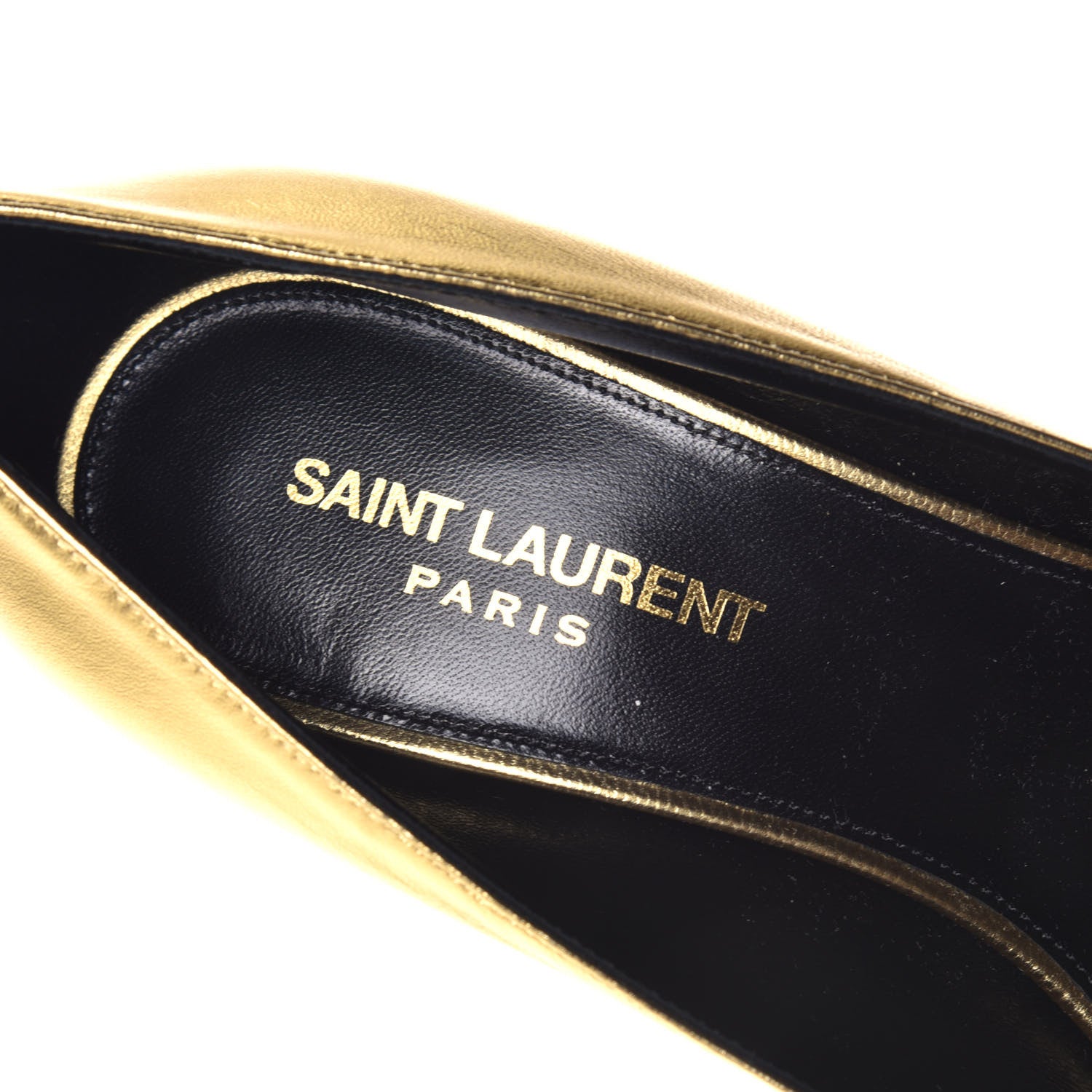 Saint Laurent Calfskin Opyum 85 Pumps 38 Gold 7 of 9