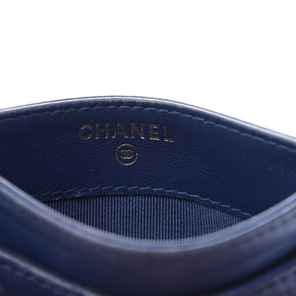 Chanel Lambskin Chevron Quilted Card Holder Blue 8 of 10