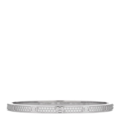 Cartier 18K White Gold Diamond Small LOVE Paved Bracelet 16 1 of 4
