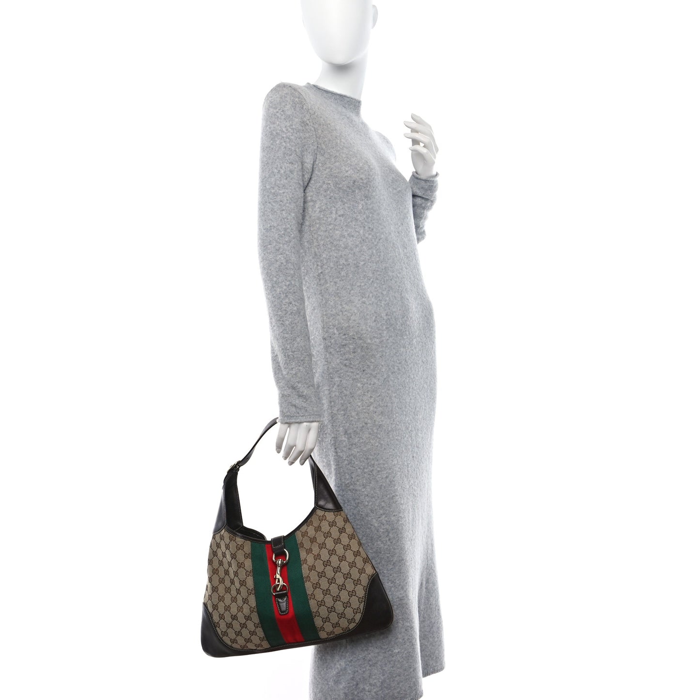 Monogram Web Jackie O Bouvier Hobo Dark Brown