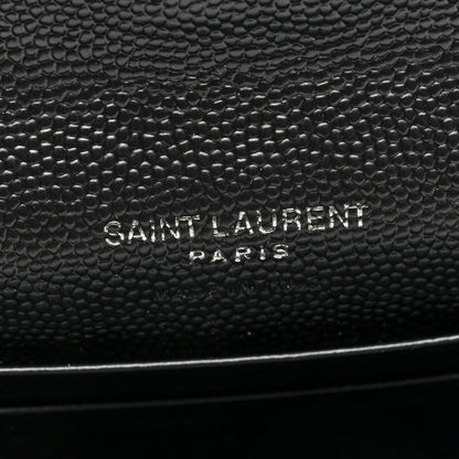 Saint Laurent Grain De Poudre Matelasse Chevron Small Monogram Envelope Wallet Black Black 6 of 6