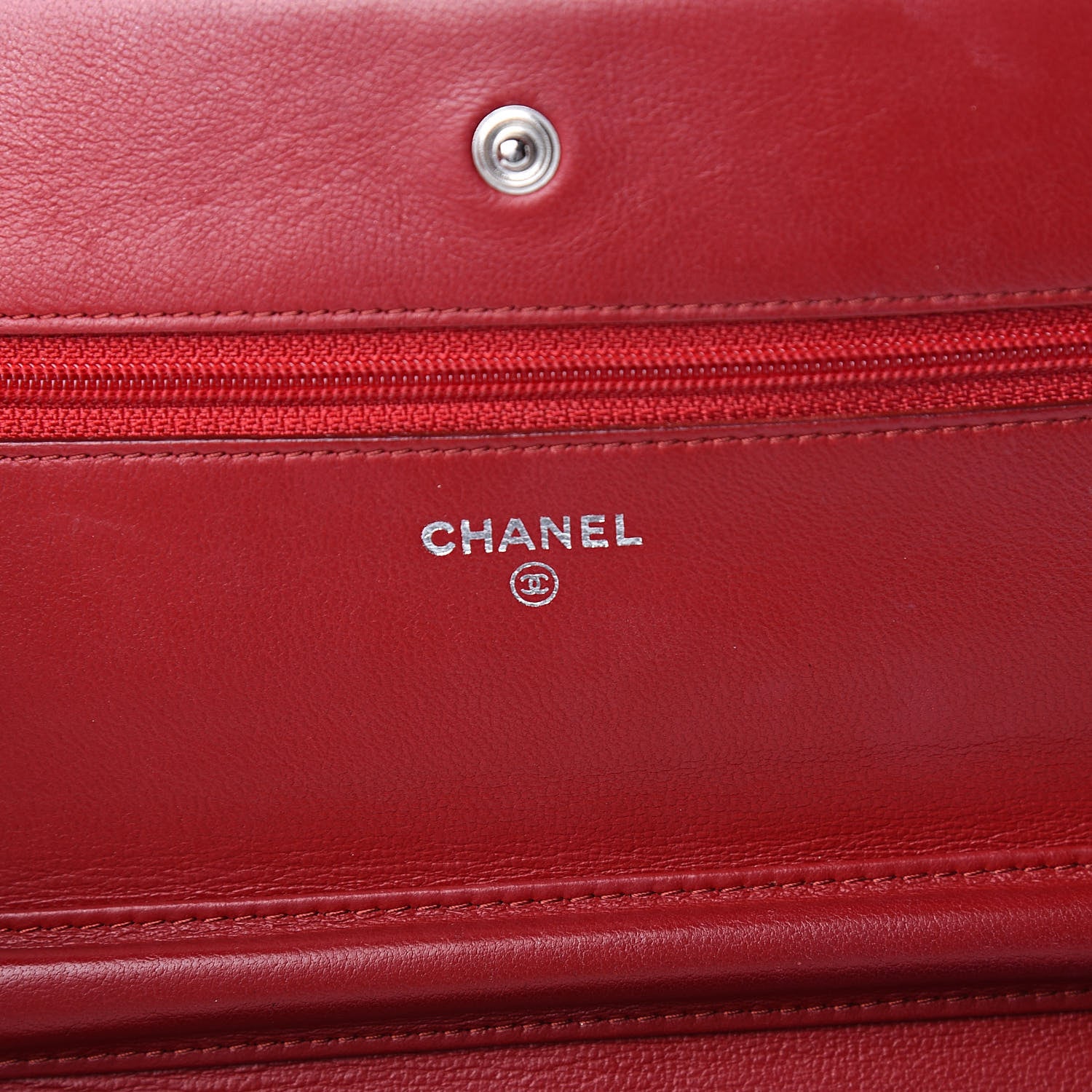 Chanel Lambskin Quilted Wallet On Chain WOC Red 6 of 12