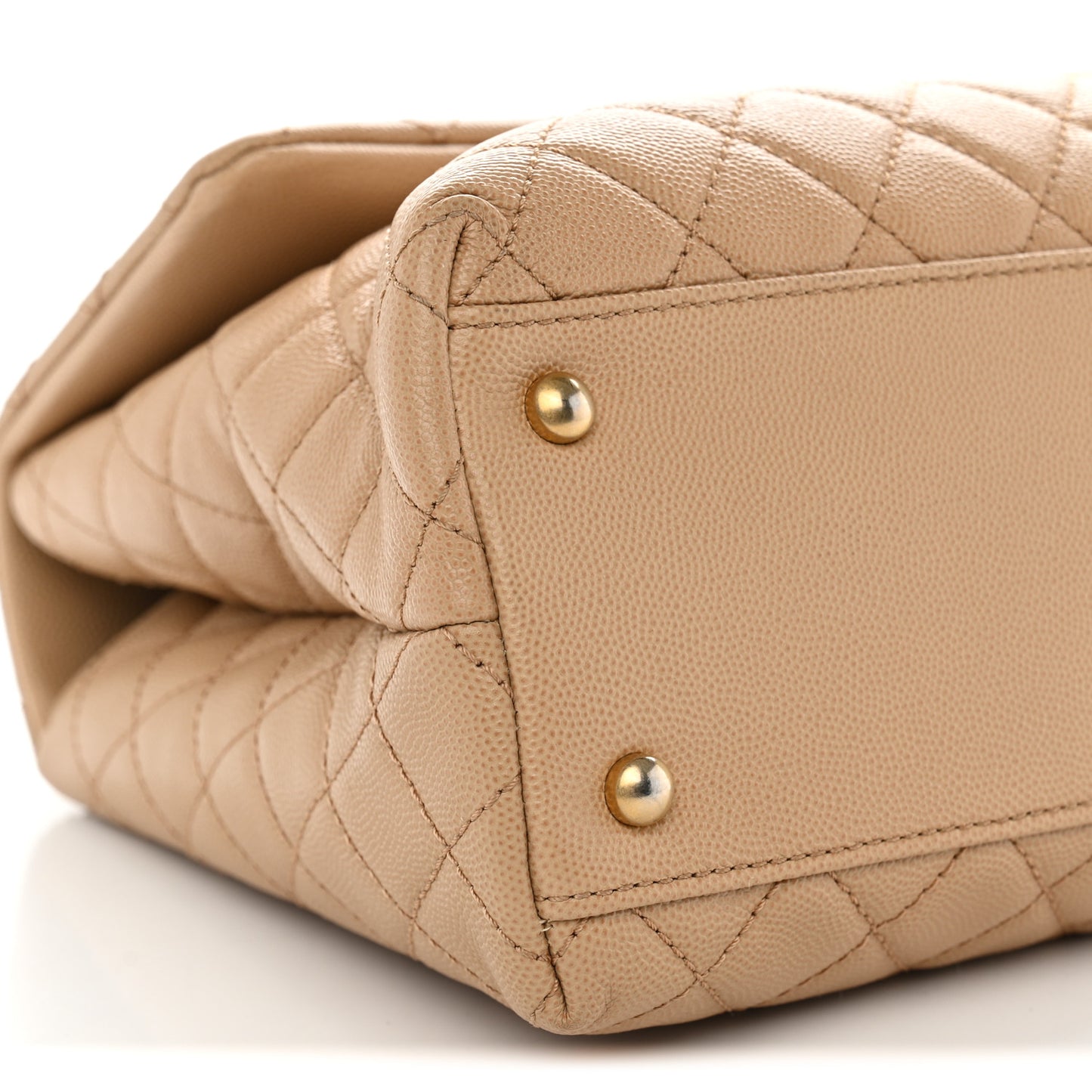 Caviar Quilted Medium Coco Handle Flap Beige