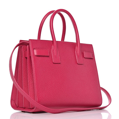 Saint Laurent Grained Calfskin Baby Sac De Jour Lipstick Fuchsia 4 of 10